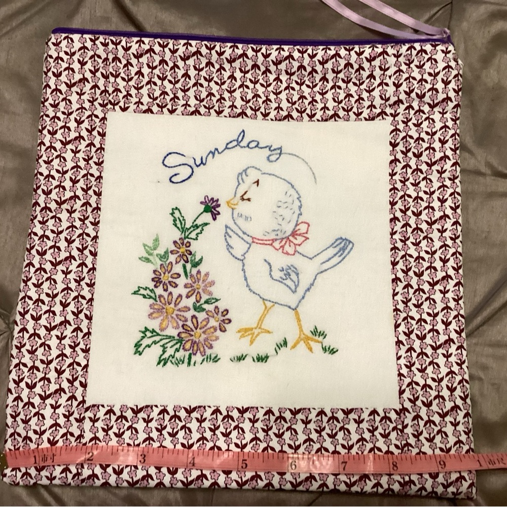 Embroidered Bird project bag
